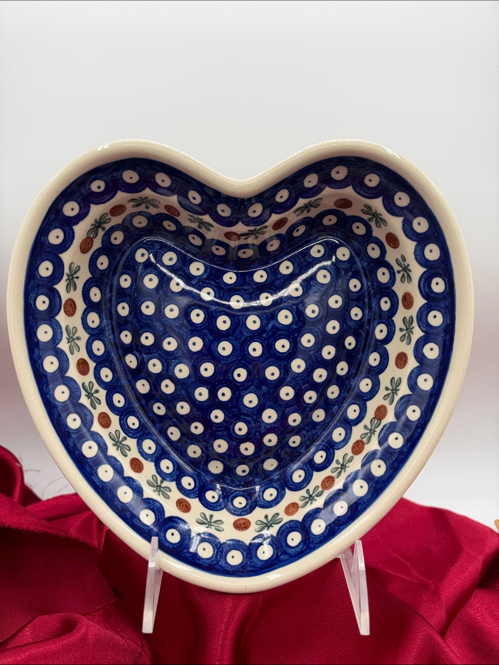 Heart shaped Polish Pottery Medium  Bowl